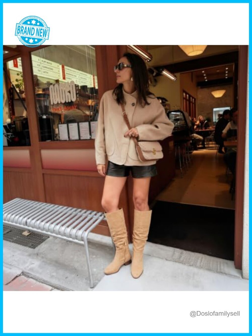 Suede Knee High Flat Slouchy Boots with Zipper - Picture 3 of 6